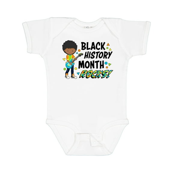 Inktastic Black History Month Rocks- boy with guitar Boys or Girls Baby Bodysuit