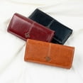 thumbnail image 3 of Cartera de mano larga para mujer Cartera de cuero encerado con aceite estilo vintage europeo y americano Cartera para múltiples tarjetas para mujer, 3 of 6