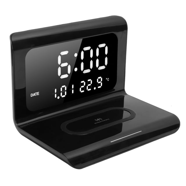 Cargador inalámbrico de reloj digital NikouMX Calendario electrónico junto a la cama