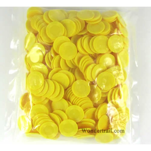 Yellow Mini Poker Chips Plastic 7/8in Bulk Approx. 500 Koplow Games