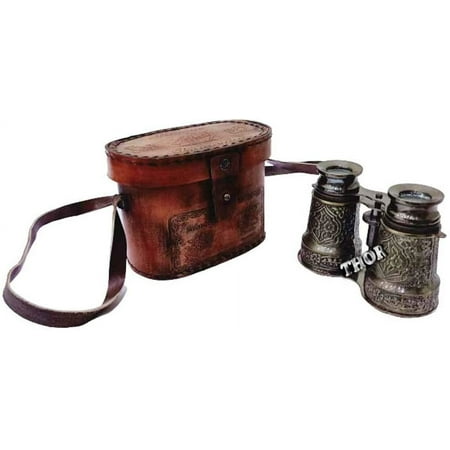 Nautical Antique Marine Binocular With Leather Case