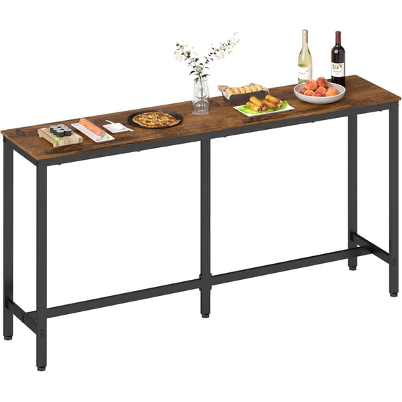 Dkelincs 71" Long Bar Table, Bar Height Pub Table Narrow High Bar Table with Sturdy Legs Counter Height Console Table for Bar Pub Kitchen Dining Room, Brown