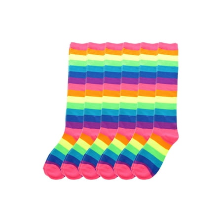 

Angelina Neon Striped Knee-High Socks (1 or 6 Pack)
