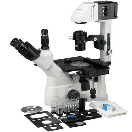 AmScope 40X-600X Kohler Infinity Plan Phase Contrast Inverted Microscope New