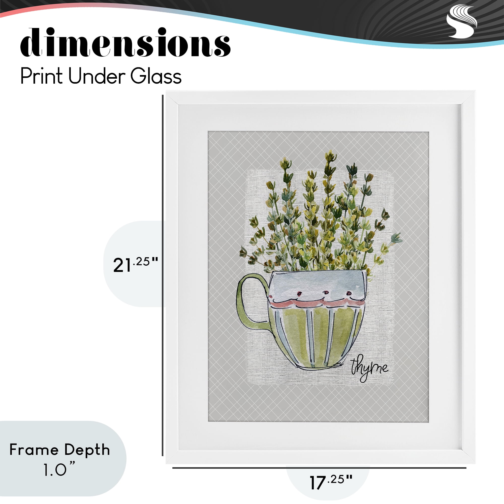 Stupell Industries Thyme Herb Mug White Framed Print Under Glass, design by Livi Finn