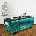 thumbnail image 4 of Party Supplies Teal Tinsel Table Skirt 14' x 29" 1pc, 4 of 5