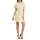 thumbnail image 2 of Vestido de camisa mini A-Line de manga corta con media placket y botones de Allegra K para mujer en color caqui XL, 2 of 6