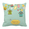 thumbnail image 1 of EREHome Beautiful Spring bird houses birds eggs and flowers Pillow Case Cover Set 16x16 Inch, 1 of 1