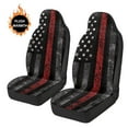 thumbnail image 3 of Uorisanigo Car Seat Cover, 2-Piece Front Seat Covers Coral Velvet Fabric, Universal Seats Cushions, Soft Automotive Seats Covers for Trucks SUV - American Honoring Firefighter Flag, 3 of 7