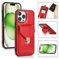 thumbnail image 2 of ELEHOLD Crossbody Wallet Case for iPhone 16 Pro,Back Credit Card Holder Metal Snap Luxury Purse Case with Shoulder Strap for Women Girls for iPhone 16 Pro,Red, 2 of 8