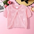 thumbnail image 2 of Fozruso Girls' Summer Cardigans Girls Knit Cardigan Short Sleeve Summer Shirt Lightweight Open Front Top For Toddler Baby Kids,4-5 Years,Pink, 2 of 7