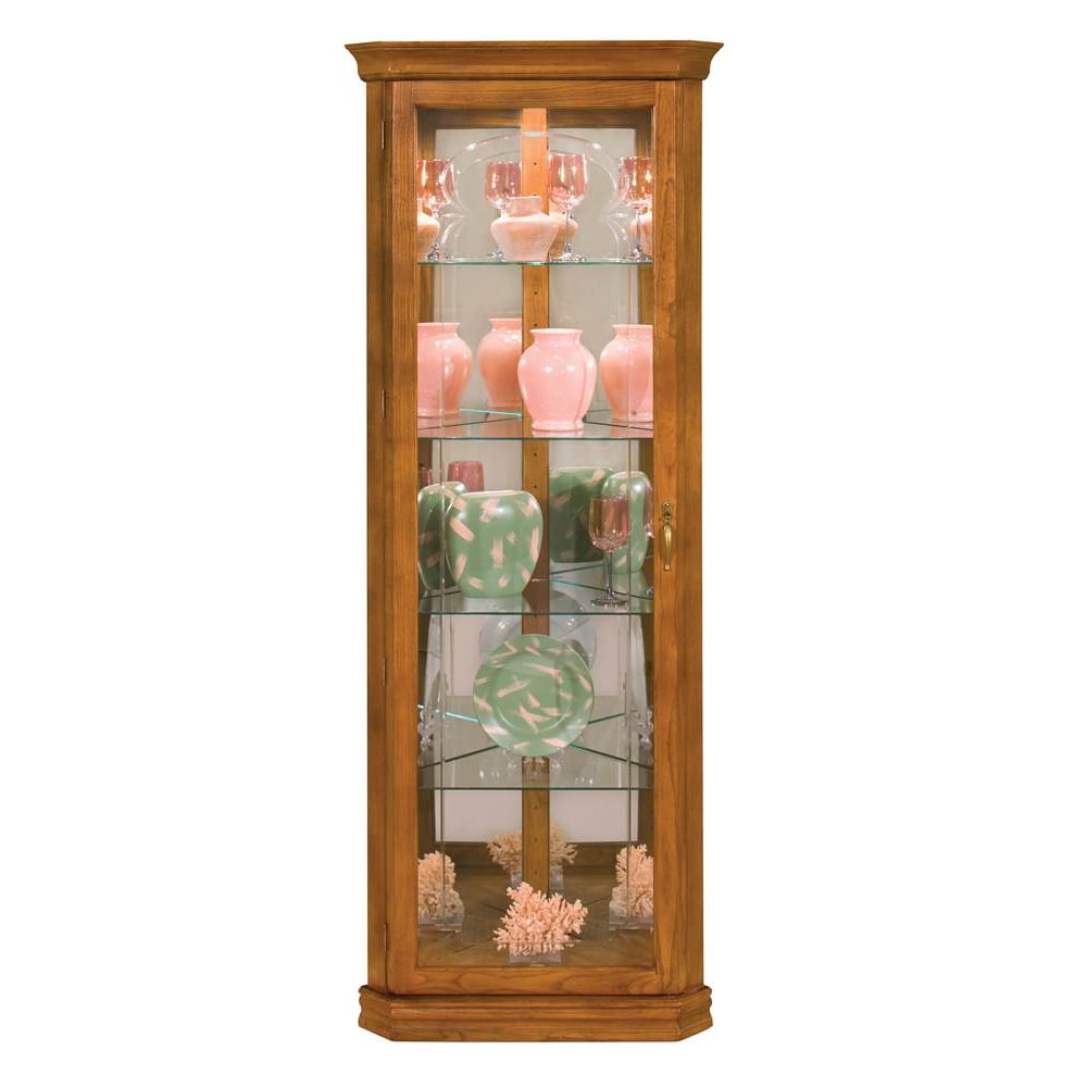 Lighthouse Tempo - Corner Curio Cabinet in Oak with Lights ...