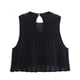 thumbnail image 4 of HH TRAF Chaleco de punto de malla Jacquard sin mangas con cuello redondo sólido de verano para mujer, elegante y plisado, tops de calle de 3 colores, 4 of 5