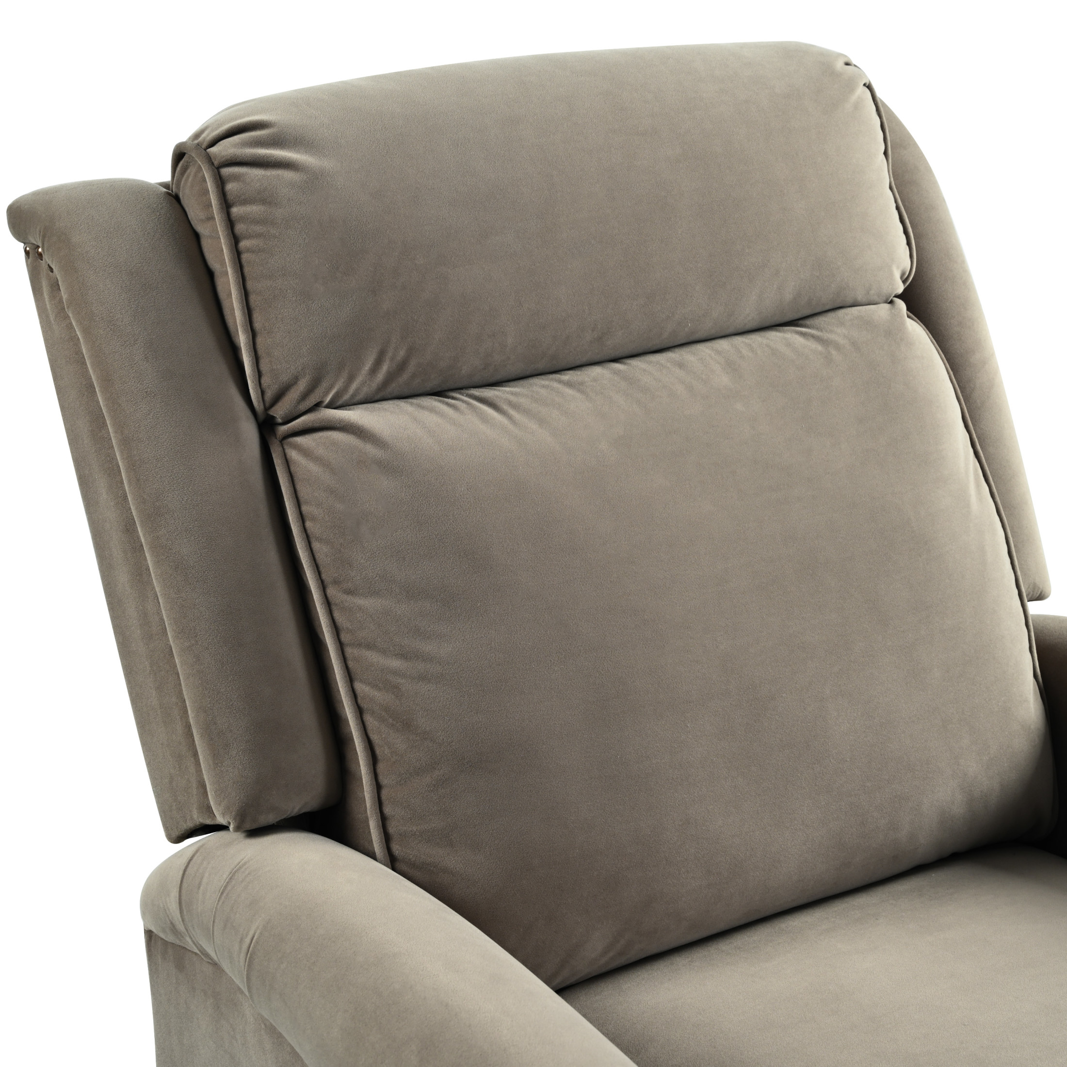 Elegant Velvet 360° Swivel Recliner with Nailhead Accents and Adjustable Design, Light Brown