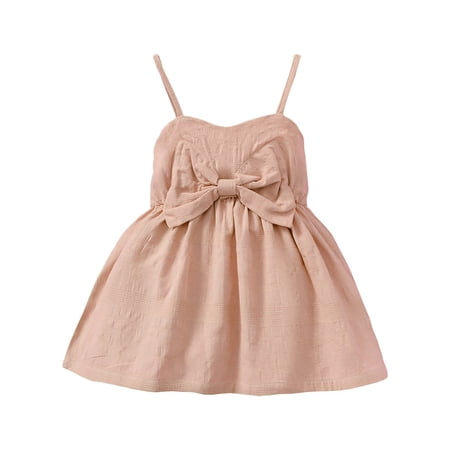 

3T Baby Girls Clothes 4T Toddler Girls Summer Dress Solid Color Dress Sleeveless Dress Suspender Dress Pink Dress