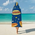 thumbnail image 5 of Hot Dogs Burgers Cozy Hooded Blanket Wearable Soft Wrap Throw Cape for Sofa Camping Gifts, 5 of 6