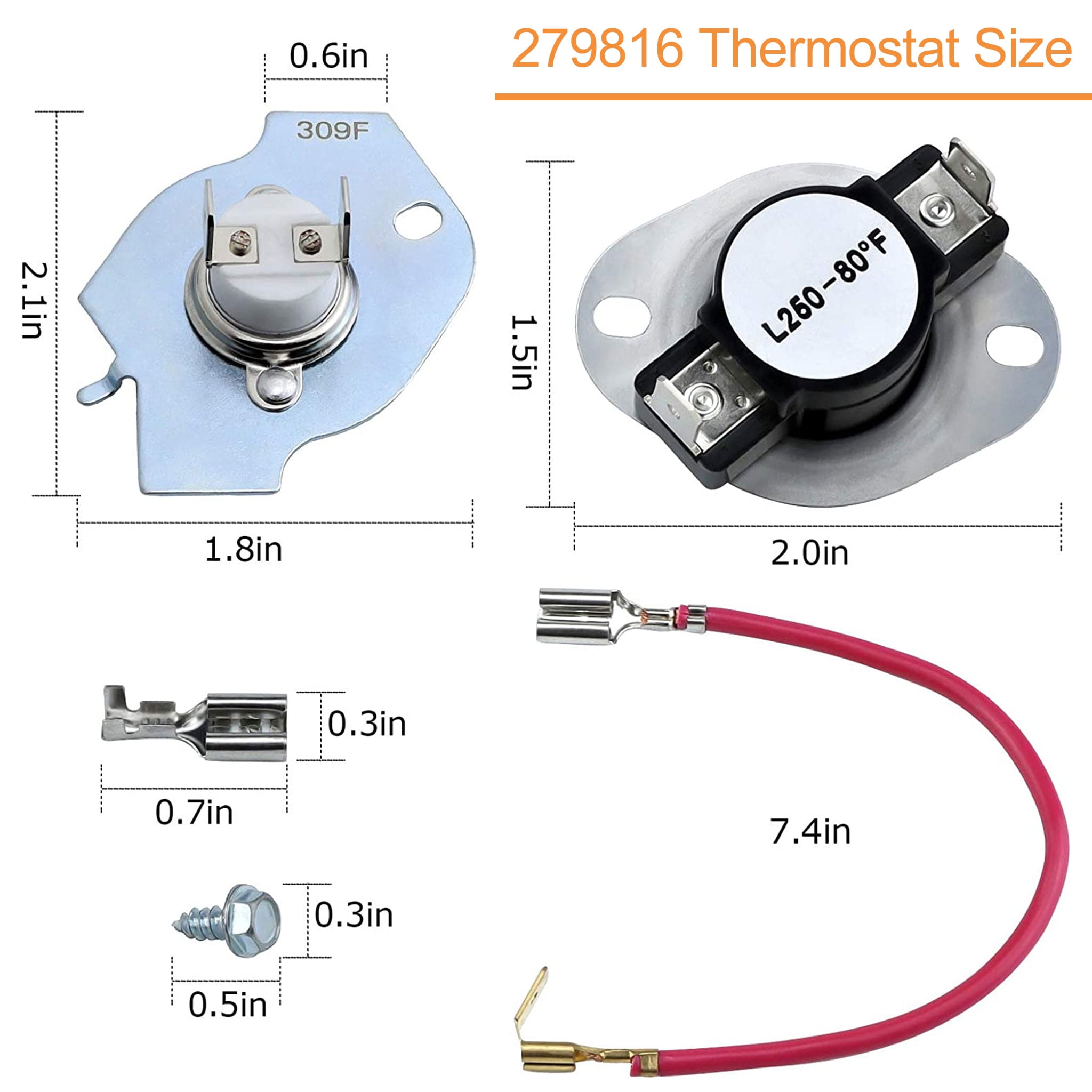 Beaquicy Dryer Heating Element & Thermal Cut-Off Kit for Whirlpool Dryers