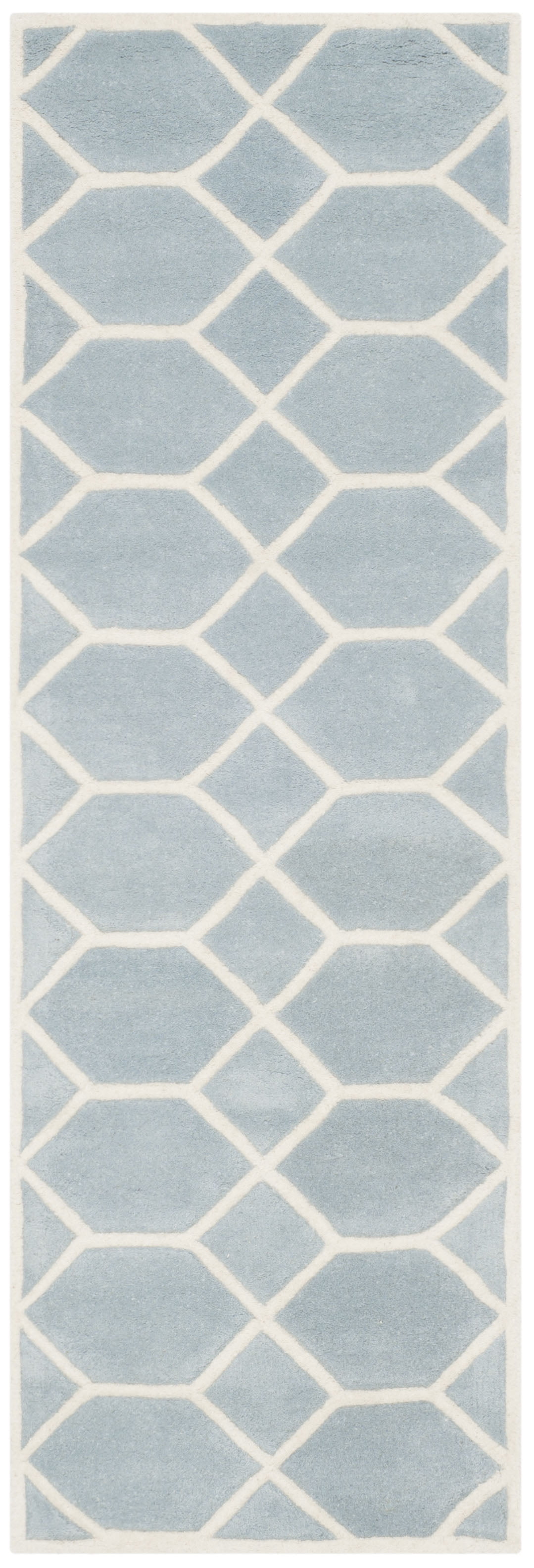 SAFAVIEH Chatham Elwin Geometric Wool Runner Rug, Blue/Ivory, 2'3" x 7'