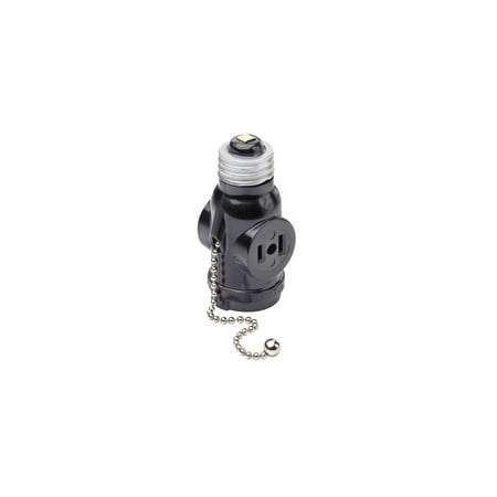 

Leviton 1406 660 Watt 125 Volt Two Outlet with Pull Chain Socket Adapter Black