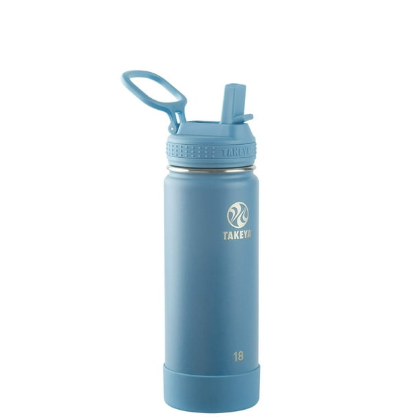 Takeya Actives Botella De Agua Con Tapa Con Pajita - Botella De Agua Duradera Y De Fácil Cuidado Con Aislamiento De Acero Inoxidable - Tapa Sin Bpa Con Asa De Transporte Y Pajita - Apta Para Lavavajil