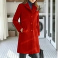 thumbnail image 2 of CharmCyan Women’s Classic Wool Blend Long Sleeve Single Breasted Coat with Notched Lapel Pockets and Tailored Fit for Everyday Wear Red XL, 2 of 2