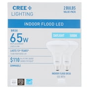 Cree Lighting Basic BR30 65W Equivalent LED Bulb, 650 lumens, Dimmable, Daylight 5000K, 15,000 hour rated life, 80 CRI, Good for Enclosed | 2-Pack