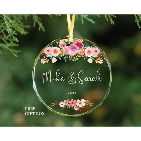 Christmas Couple Glass Ornament Personalized Couple Names Holiday Keepsake New Couple Romantic Gift