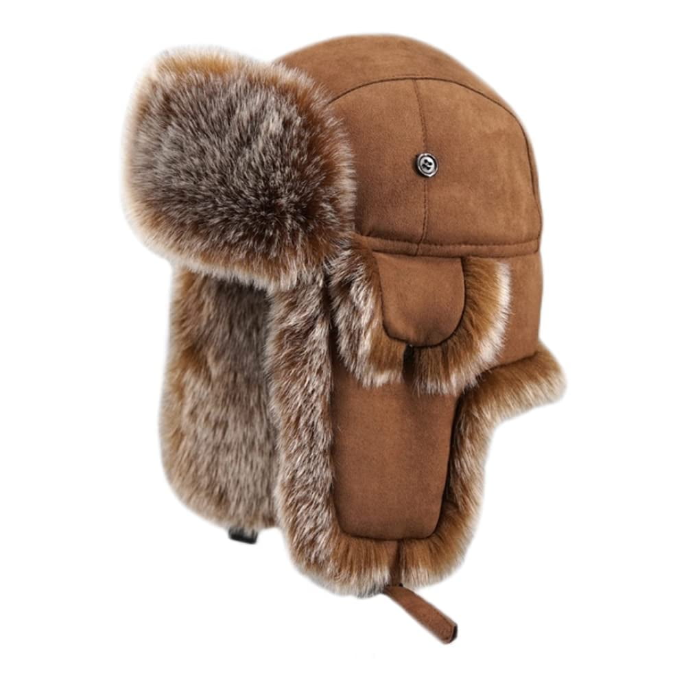 RRP £25 Brand New Planet Earth Brown Fur Bomber Winter Hat 