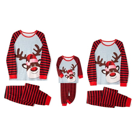 

Meihuida Christmas Pajamas Cute Deer Print Long Sleeve PJS Set