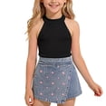 thumbnail image 2 of Zpanxa Girl Outfits Sets Girls Big Bow Sleeveless Crop Top and Floral Denim Shorts Set 2 Piece Outfit, 2 of 9
