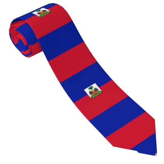 Men'S Tie Haiti Flag Print Polyester Necktie - One Size