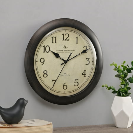 FirsTime & Co. Bronze Slim Whisper Wall Clock, Traditional, Analog, 11 x 2 x 11 in