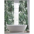 thumbnail image 6 of Green Palm Leaves Semi Sheer Curtains 84 Inch Length 2 Panels Set, Summer Tropical Leaf Vintage Sheer Kitchen Curtain Privacy Voile Window Curtain for Living Room Bedroom Rod Pocket Drapes, 6 of 7