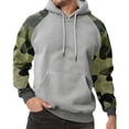 thumbnail image 2 of Men's Pullover Hoodie with Camouflage Print Raglan Sleeves and Adjustable Drawstring Hood Casual Fit Sweatshirt Top Light Gray 3XL, 2 of 5