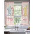 thumbnail image 2 of Easter Sheer Curtains 63 Inch Length 2 Panels Set Window Treatments, Colorful Polka Dot Bunny Vintage Pink Checkered Plaid Rod Pocket Semi Curtains for Living Room/Bedroom/Kitchen, 104"W x 63"L, 2 of 7
