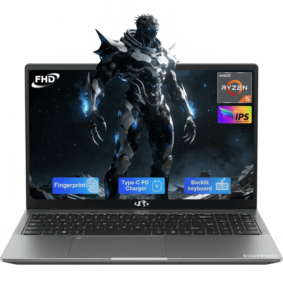 15.6" IPS FHD Laptop AMD Ryzen 5 32GB RAM 1TB SSD (Beat i5-1135G7, 4 Cores Up to 3.7GHz) with 65W Type-C Backlit Keyboard Fingerprint Reader Bluetooth 5.2 2-Year Warranty