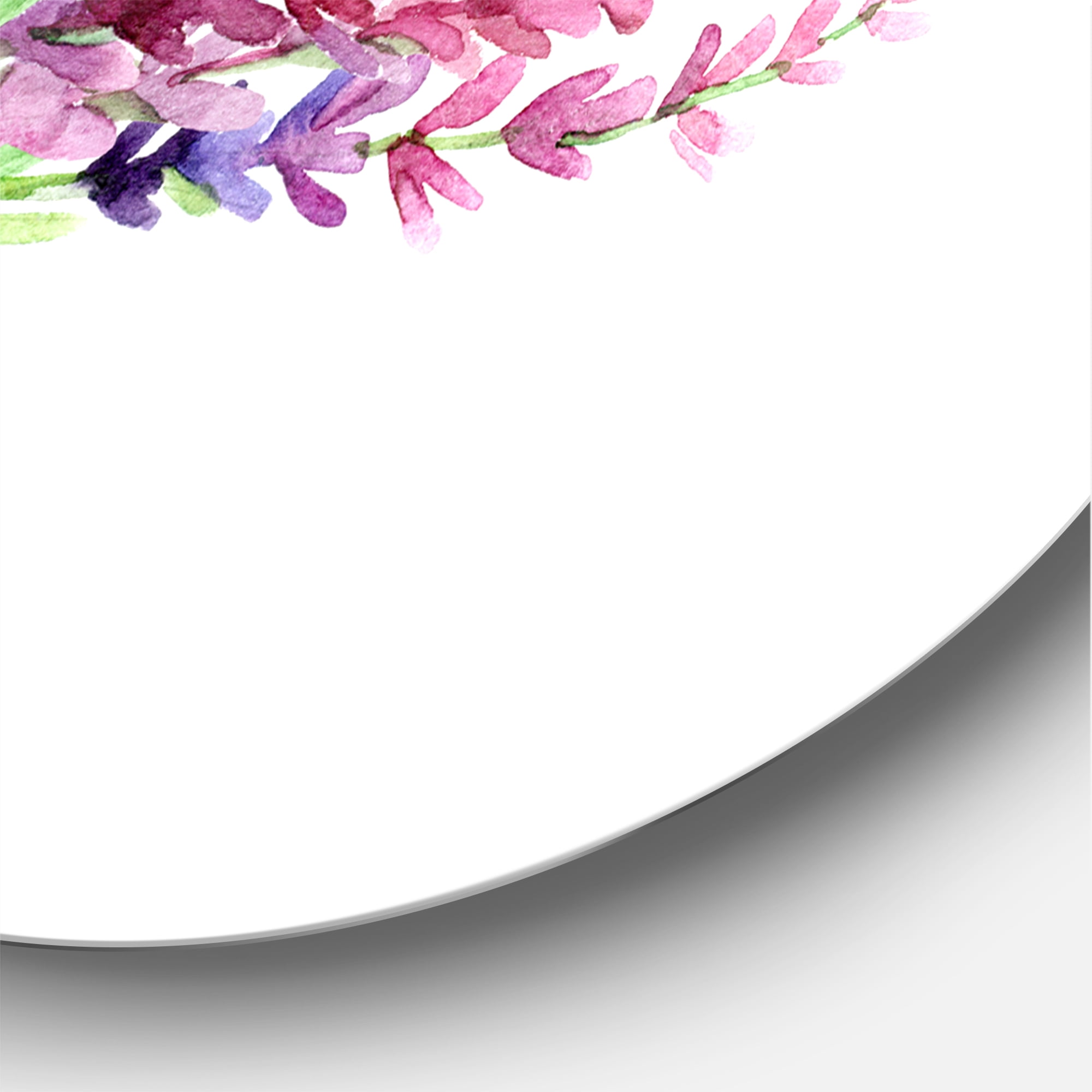 Designart 'Blue Jay Bird On Bouquet Of Pink Flowers' Traditional Circle Metal Wall Art 11x11 - Disc of 11