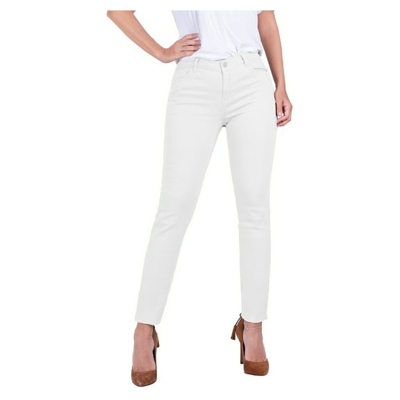 2Luver, Women's, School Uniform Pants with 5 Pocket Mid-Rise Classic Work, White, 11