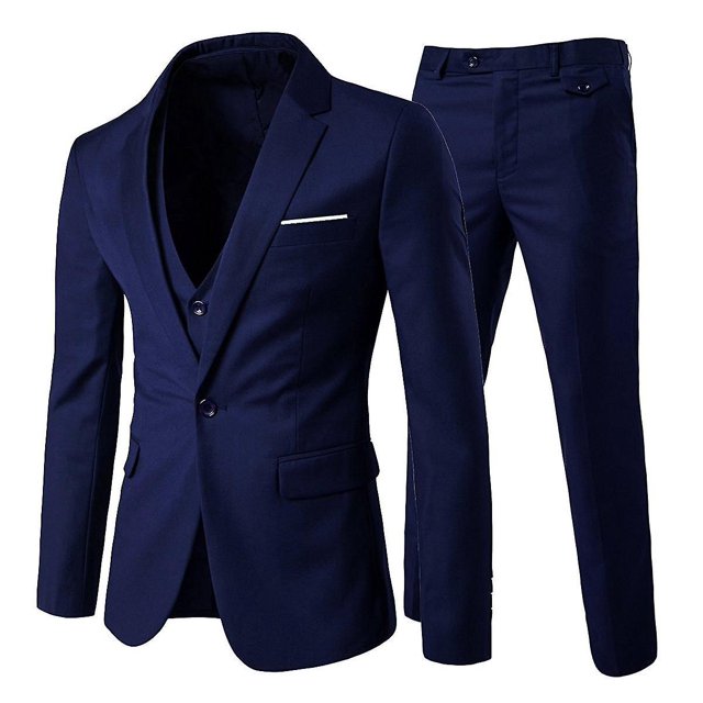 Mens Slim Fit Suit 3-Pieces Business Casual Suit Jacketpantsvest
