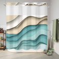 thumbnail image 6 of No Hook Shower Curtain, Teal Brown Ombre Shower Curtains for Bathroom with See Through Top Window, Modern Abstract Moire Art Geometric Waterproof & Washable Bath Curtain 66"x72", 6 of 9