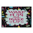 thumbnail image 3 of Saying Cutting Board, Witty Lettering Wake Make Cosmetic Lipstick Mascara and Nail Polish, Decorative Tempered Glass Cutting and Serving Board, Small Size, Multicolor, by Ambesonne, 3 of 5