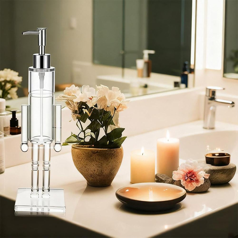 1 PCS Clear Nutcracker Soap Dispenser, Refillable Plastic Hand Soap Bottle for Christmas Holiday Decor, Elegant Kitchen & Bathroom Countertop Decoration