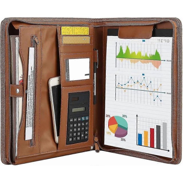 Leather Folder Business Conference A4 Portfolio Folder Padfolio Noted Case For Work School