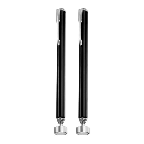 2pcs Telescoping Magnetic Pickup Tool 5LB Stainless Steel 5.3" to 24" Extendable Magnet Retrieval Stick with Pocket Clip for Car Industry Garage Office, Black