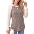 thumbnail image 2 of MOYIKO Color Block Long Sleeve Shirts for Women Crewneck Tunic Tops Casual Pullover Lightweight Sweaters Fall Outfits, 2 of 7
