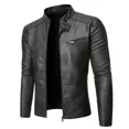 thumbnail image 3 of Chaqueta de hombre de alta calidad nueva de primavera y otoño de 2024, tendencia de moda, chaqueta de cuero informal de corte entallado coreano para hombre, chaqueta de motocicleta, 3 of 5