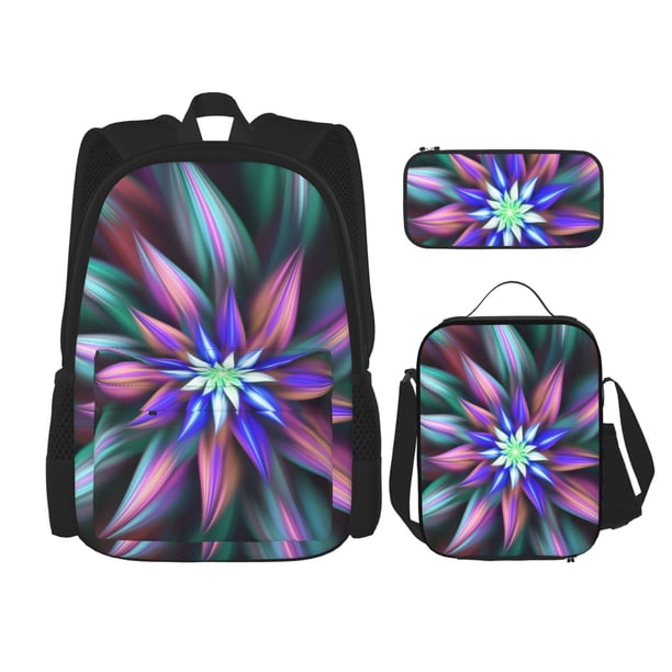 Balery Colored Abstract Mochila escolar 3 en 1 para niños: mochila resistente con lonchera térmica y estuche para lápices. Mochila escolar para niños y niñas.