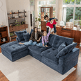 thumbnail image 7 of Sonegra 112" Oversized Modular Sectional L Shaped Sofa, Wide & Deep Seat Boneless Cloud Couch With Multi-Purpose Round Pillow, No Assembly (Blue), 7 of 7