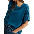 thumbnail image 2 of Yunliwuli Women's Fashion T-Shirt Casual Short Sleeve Round Neck Solid Color Loose Tops Summer Tunic, 2 of 8