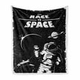 thumbnail image 1 of Astronaut Soft Flannel Fleece Throw Blanket, Race to Space Retro Image with Space Crafts Planets Astronaut vs Cosmonauts, Cozy Plush for Indoor and Outdoor Use, 50" x 70", Black White, by Ambesonne, 1 of 6